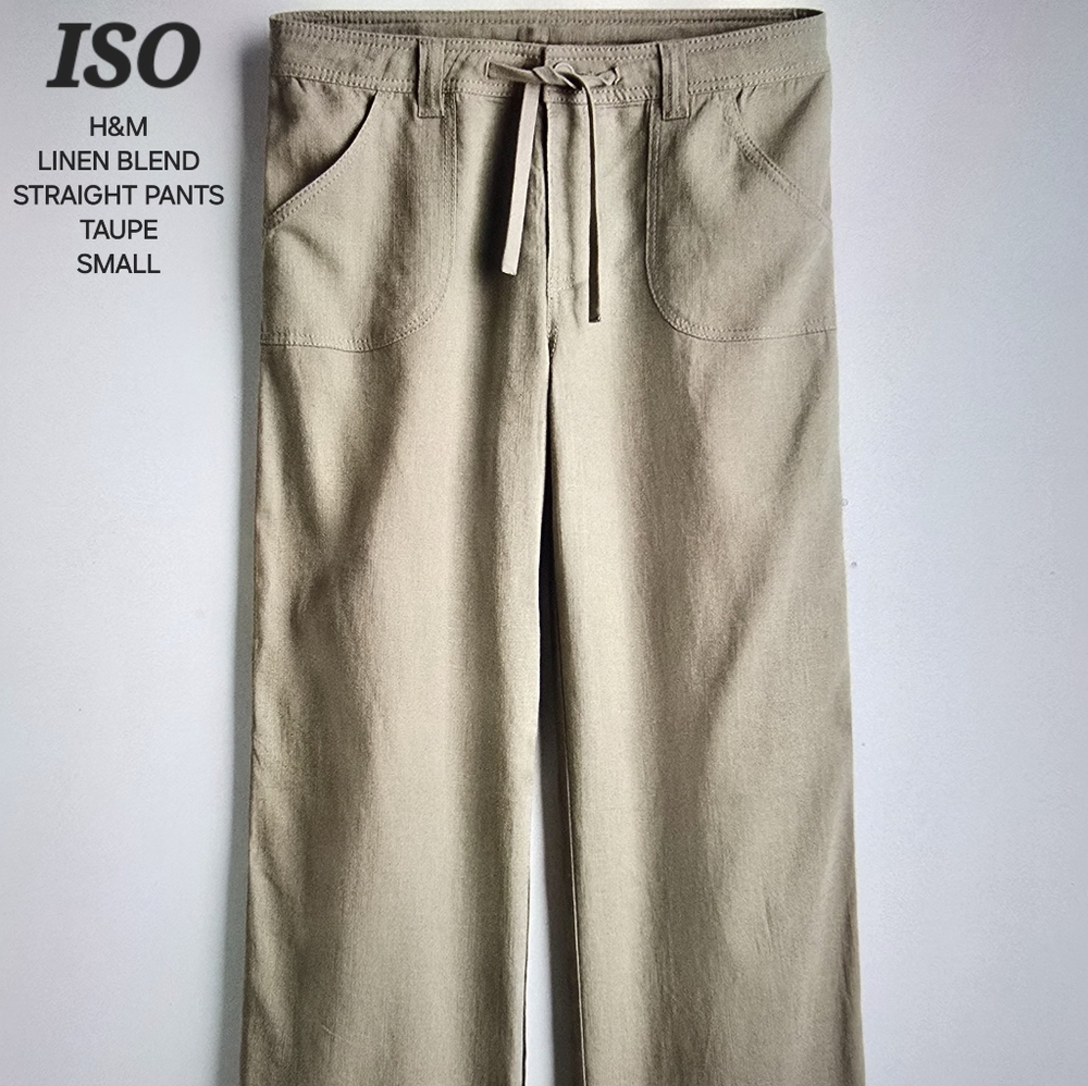 H&M Beige Linen Straight Leg Pants
